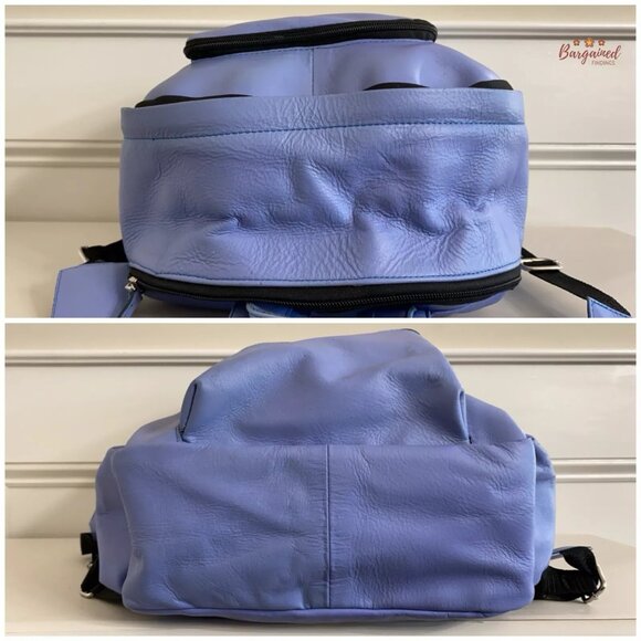 New Unbranded Genuine Blue Smooth Leather Medium Backpack - Picture 7 of 12